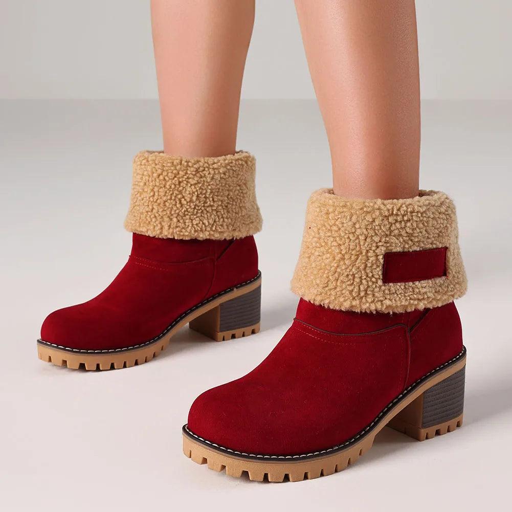 Winter Faux Fur Snow Boots for Women With Platform Heels