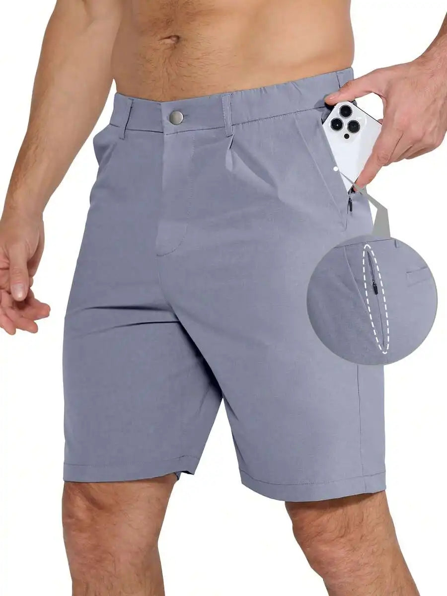 Mens 9 Inch Golf Shorts Stretch Quick Dry UPF 50+ Lightweight Flat Front Hiking Work Shorts With 5 Pockets