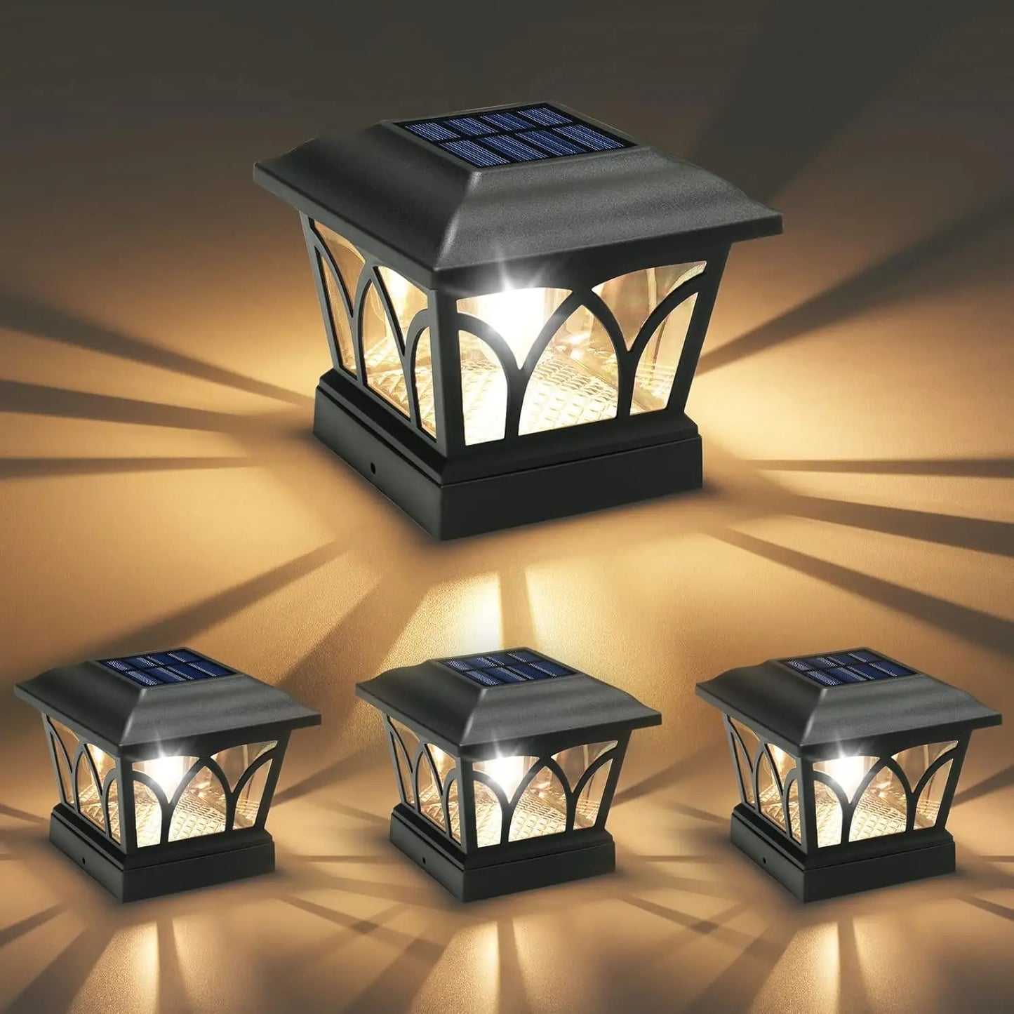 SZRSTH 4 Pack Outdoor Solar Post Lights With Edison Bulbs