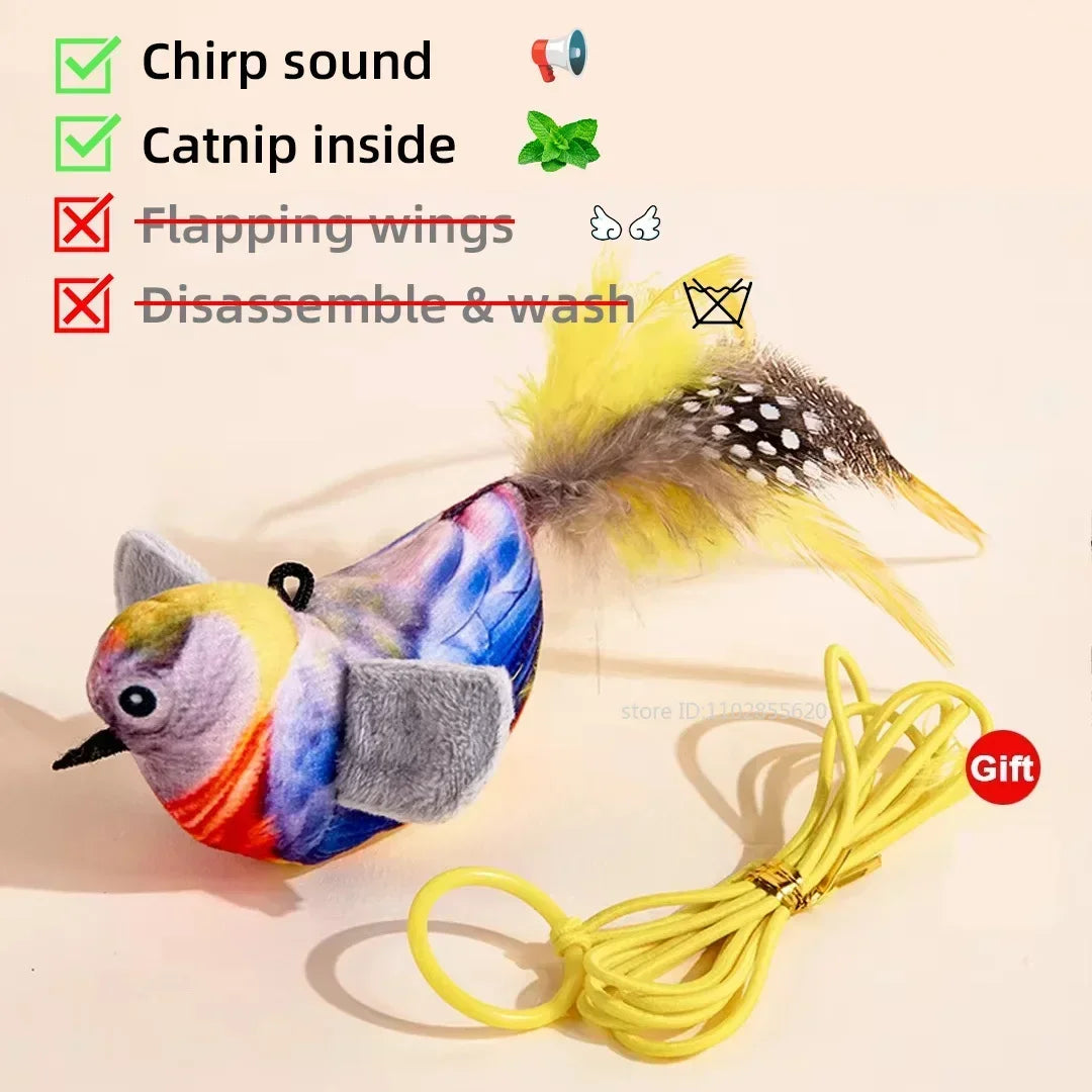 Bird Shaped Interactive Cat Toy With Rechargeable Chirping Flapping Plush