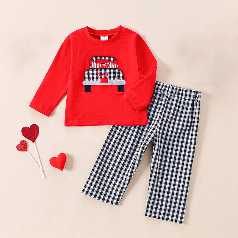Pudcoco Unisex Two Piece Heart Pattern Outfit With Denim Shorts