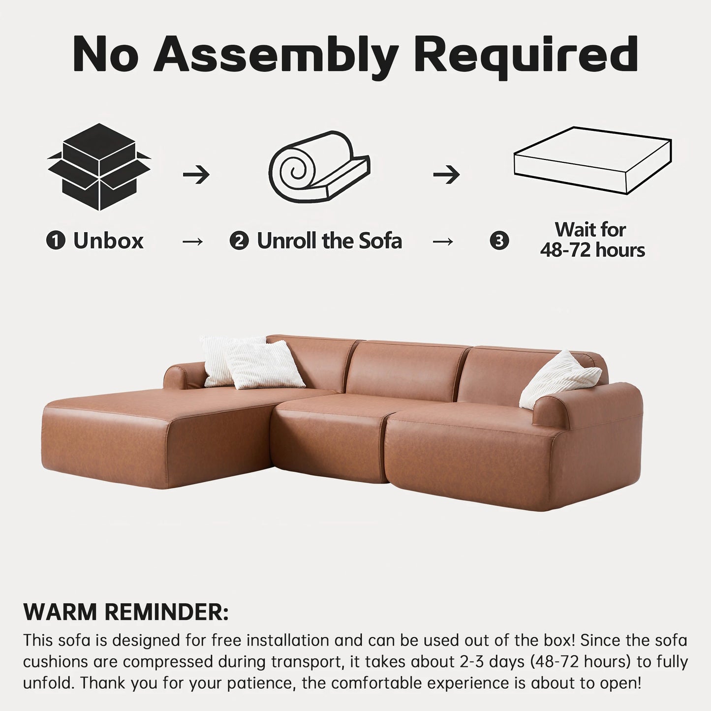 L-Shaped Modular Leather Sofa For Families