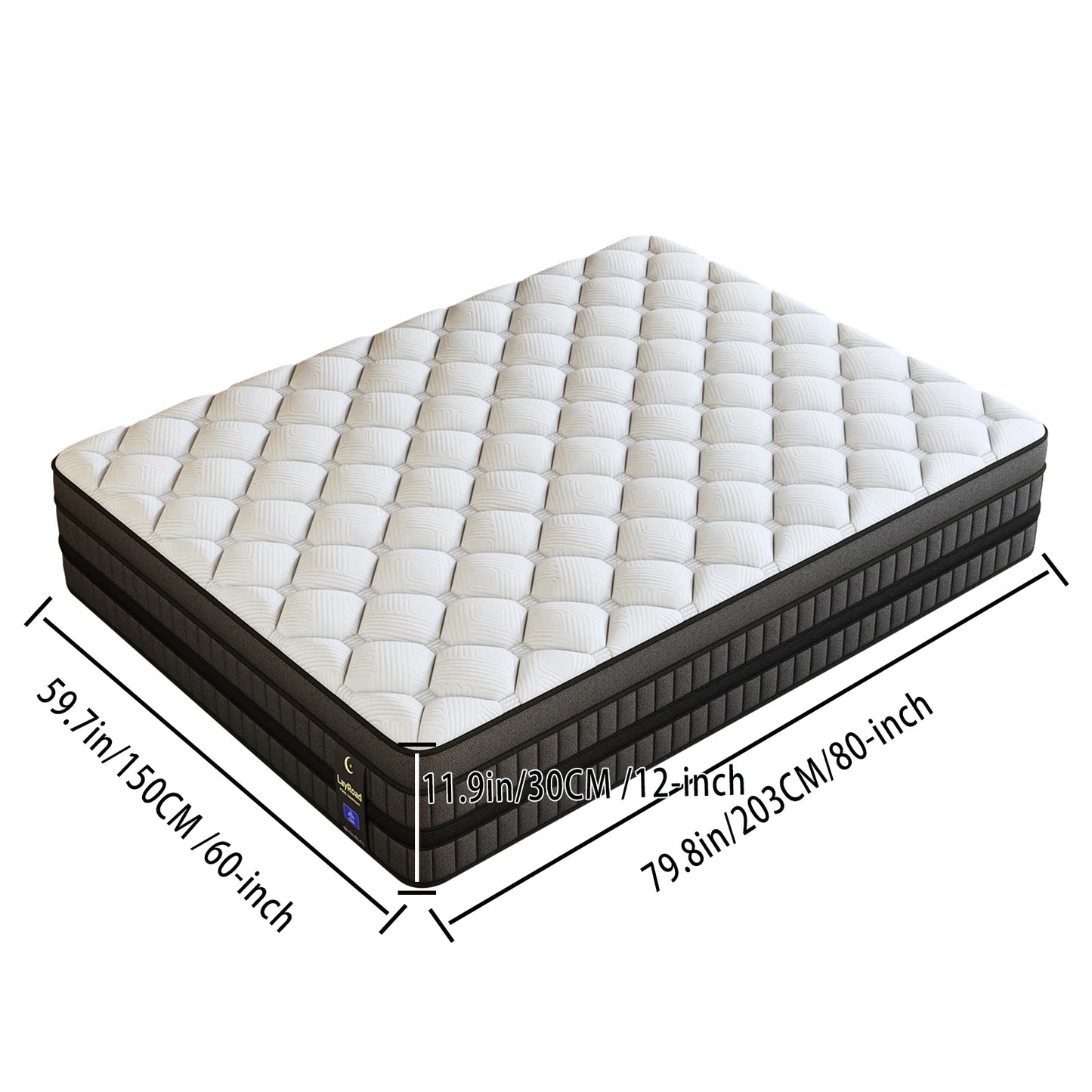 12inch Mattress in Twin, Full, Queen, And King Sizes - Ergonomically Designed, Medium Firm Hybrid Mattress, Cooling, Motion Isolation, Certipur- - for Pressure Relief And Comfort,Box-Packed for Bedrooms, Guest Rooms And Hotel