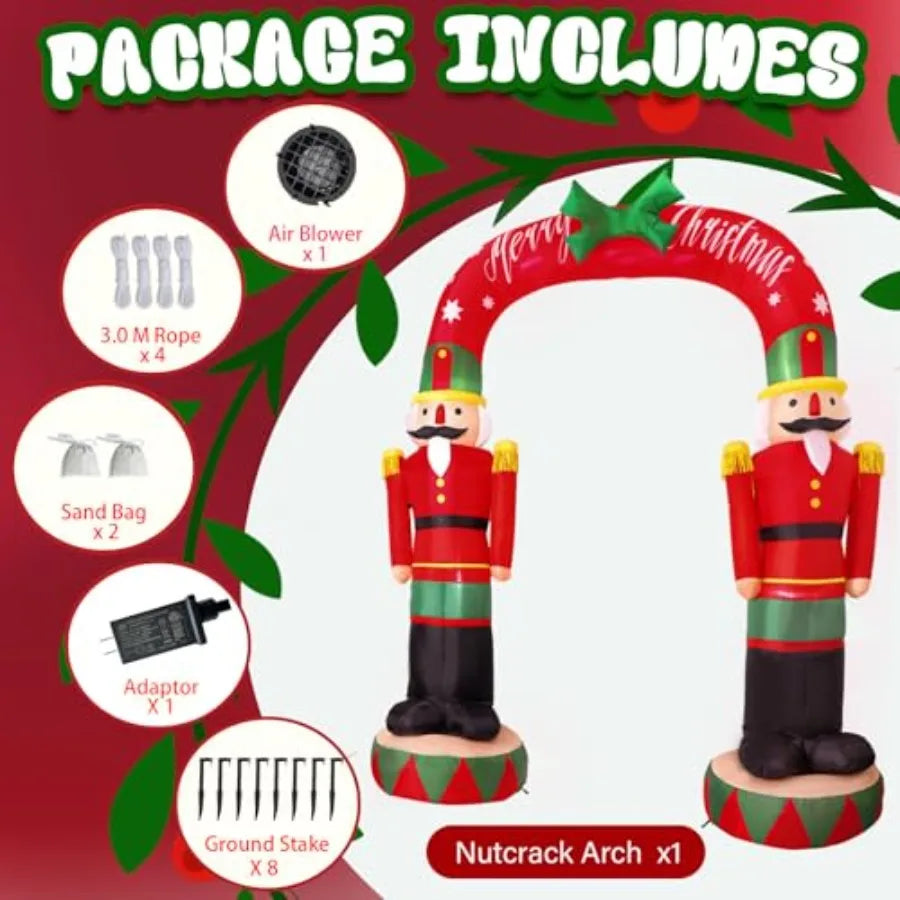 Nutcracker Soldier Inflatable Archway With Christmas LED Lights