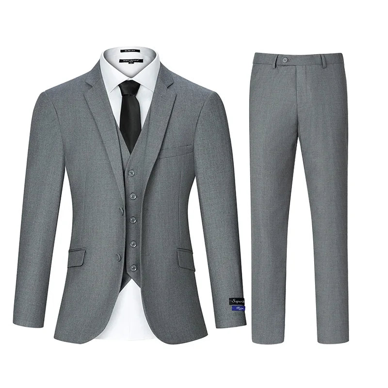 Men's Classic 3-Piece Suit Set Blazer With Button Details Regular Fit