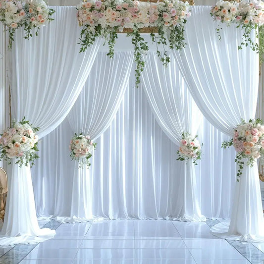 x 15ft White Wrinkle Free Backdrop Curtains for Wedding Party Backdrops Curtain Drapes Fabric Decorations Photo Back Drop Cloth