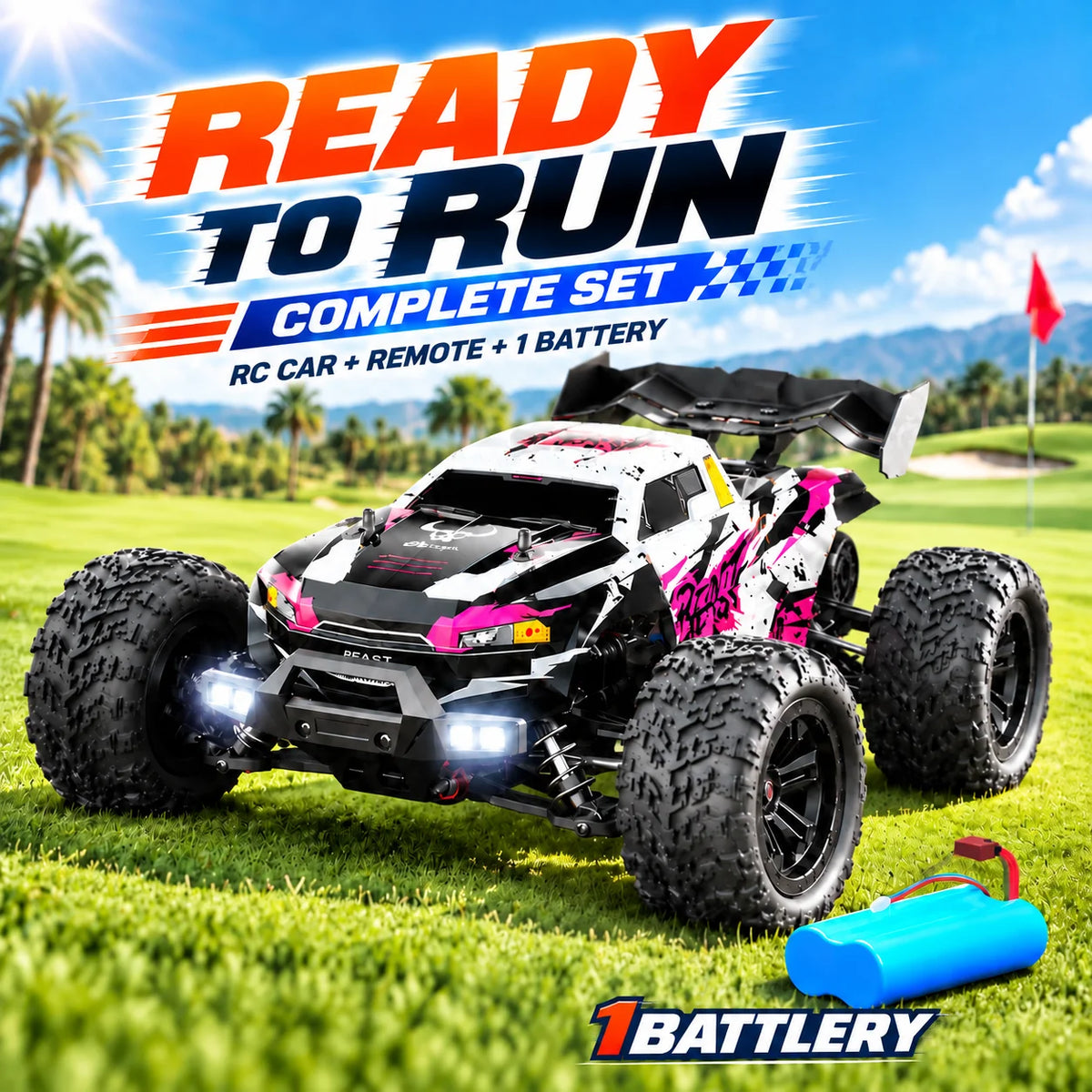 ZNLYRION Brushless 4WD RC Monster Truck with LED Headlights
