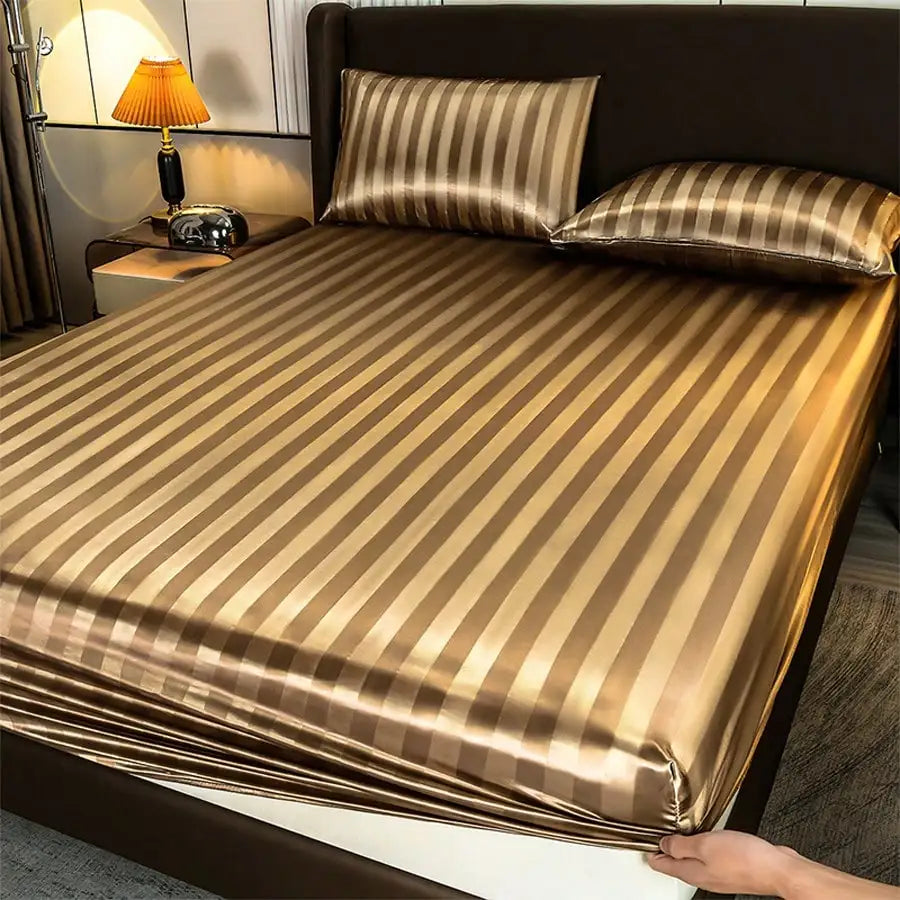 Pink Satin Bedding Set With Pillowcases