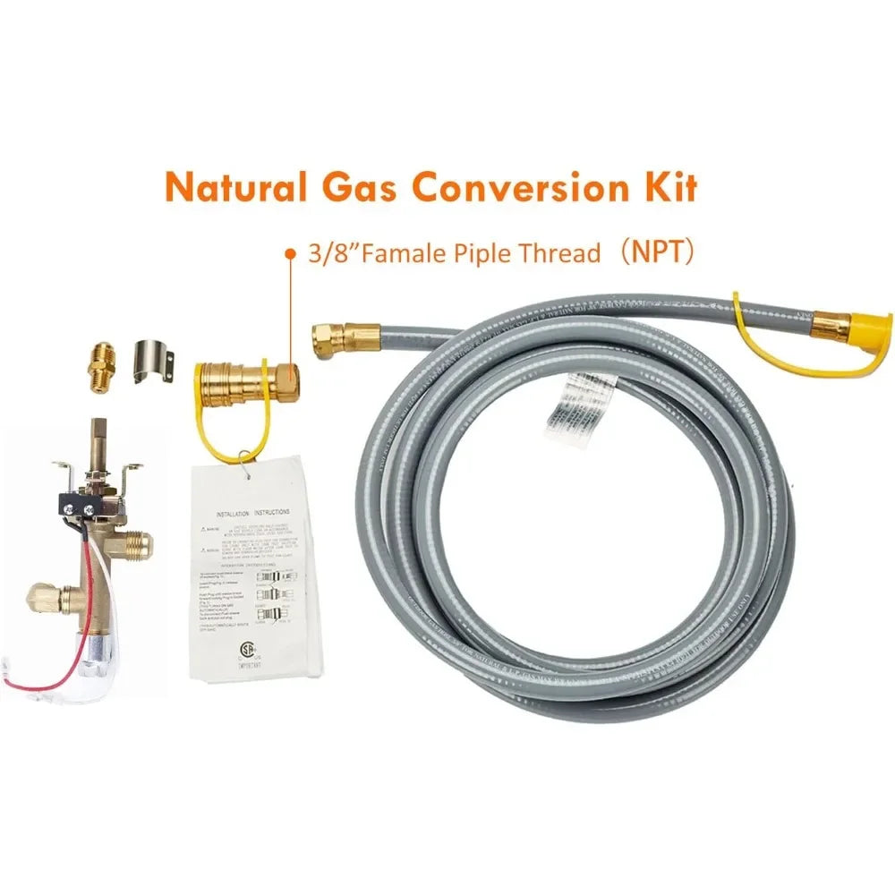 Outdoor Gas Fire Pit Table 50,000 BTU Convertible Propane Natural Gas