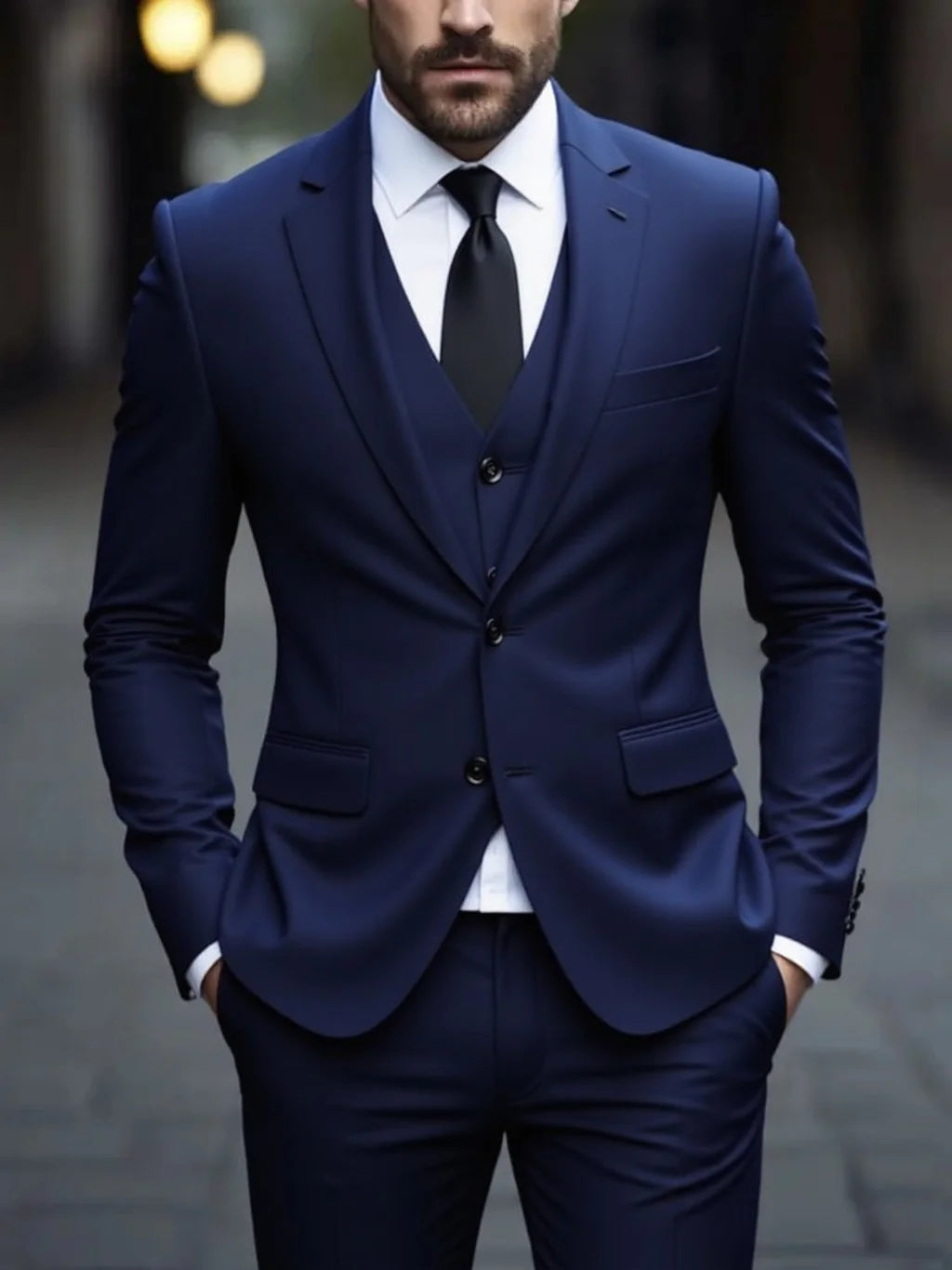 SONGWE Men's Three-Piece Anti-Wrinkle No-Iron Slim Fit Business Suit