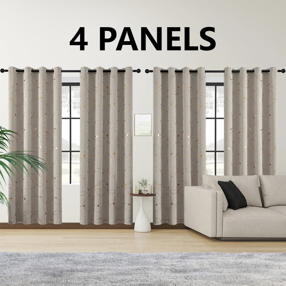 Blackout Curtains With Circle And Dot Foil Print