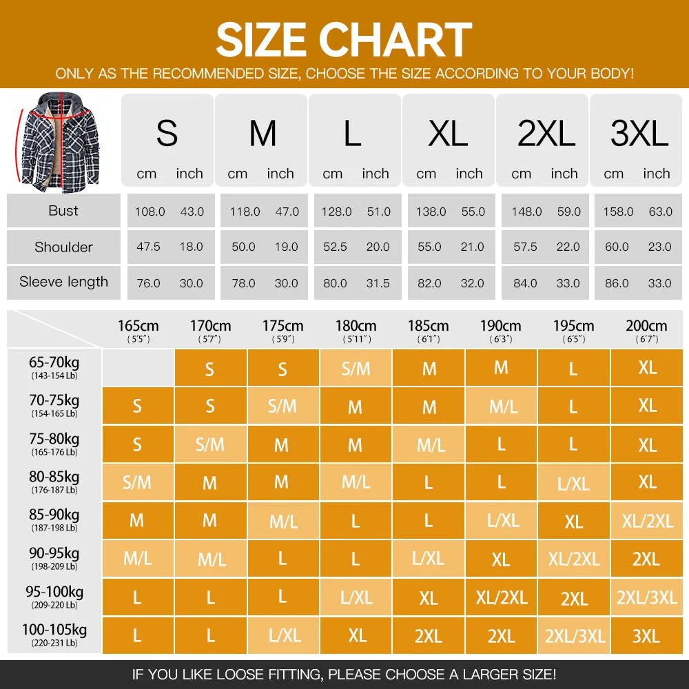 Men's Winter Hooded Plaid Flannel Sherpa Lined Jacket