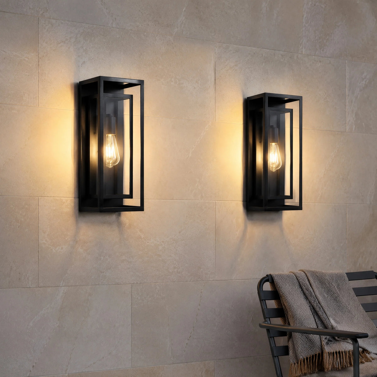 ARLGSITE Waterproof Exterior Wall Lantern With Tempered Glass For Porch
