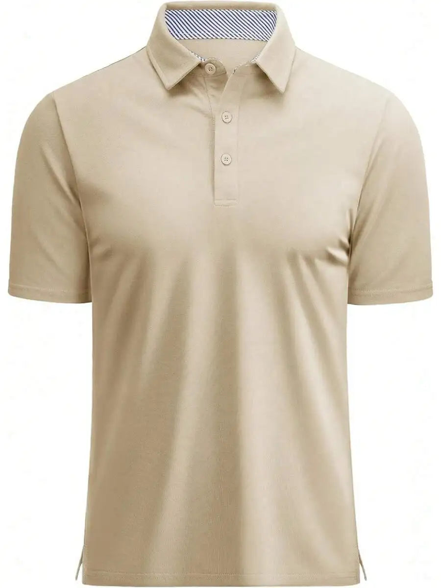 Mens Short Sleeve Cotton Pique 3-Button Classic Fit Casual Golf Shirt