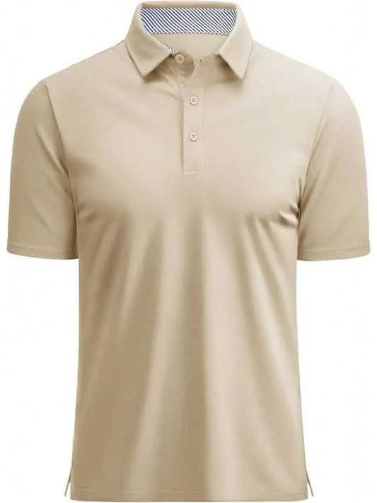 Mens Short Sleeve Cotton Pique 3-Button Classic Fit Casual Golf Shirt
