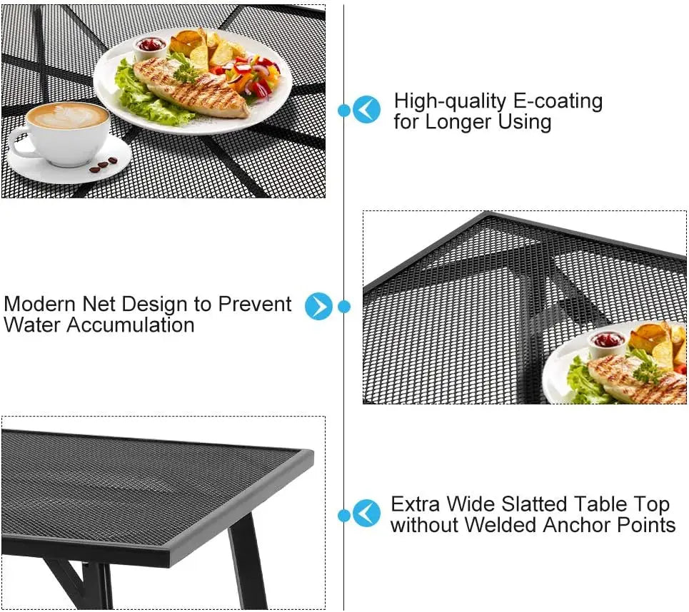 5 Piece Outdoor Table and Chair, Patio Outdoor Dining Set with 1.73" Umbrella Hole, Patio Table and Chair Set of 4 for Garden
