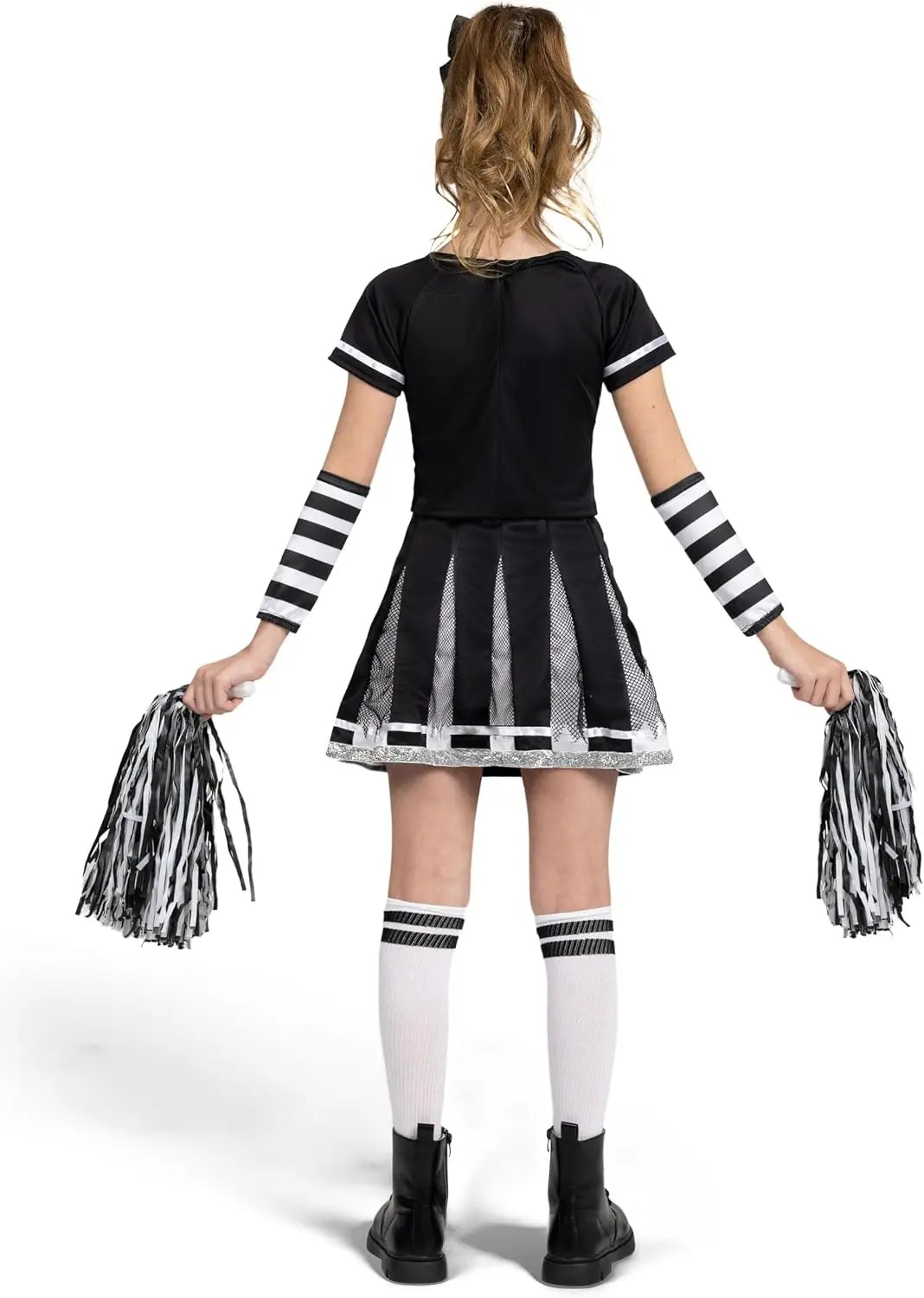 Spooktacular Creations Halloween Cheerleader Costume Girls Bad Spirit Costume for Kids Skull Scary Outfit with Accessories