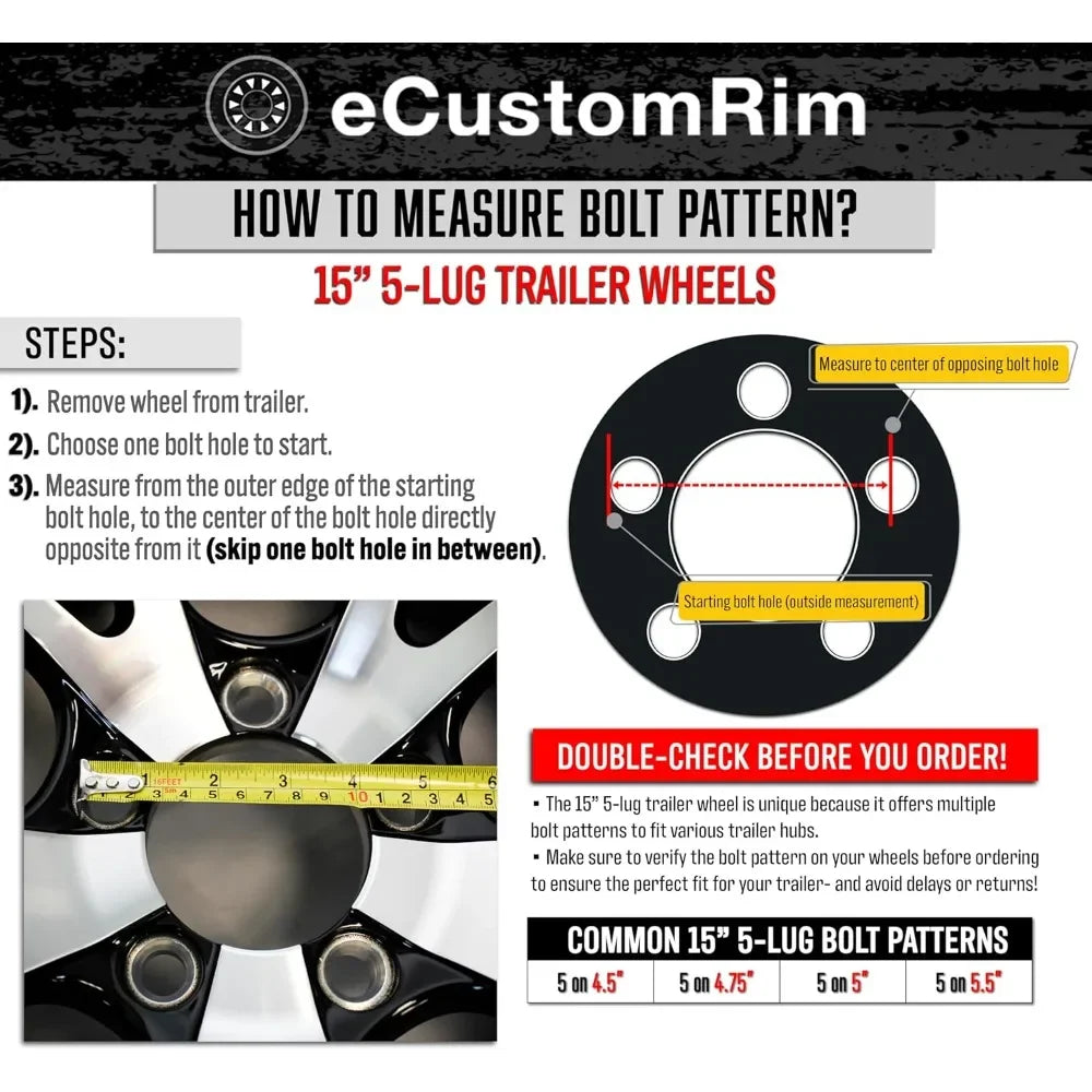 HOME.2-Pack Radial Trailer Tire On Rim ST175/80R13 13 in. Load Range C 5 Lug White Spoke Wheel