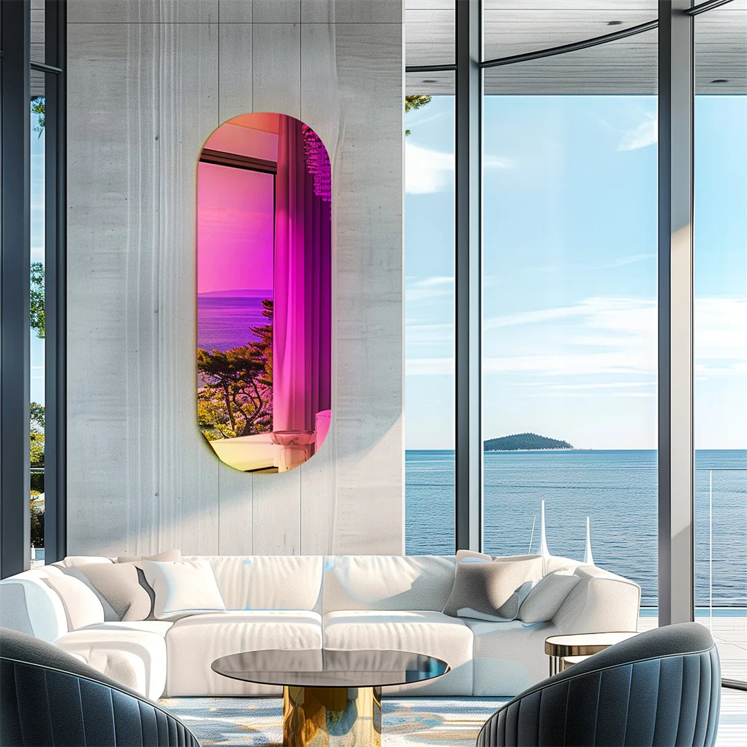 LUVODI Aesthetic Wall Mirror Iridescent Rainbow Glass