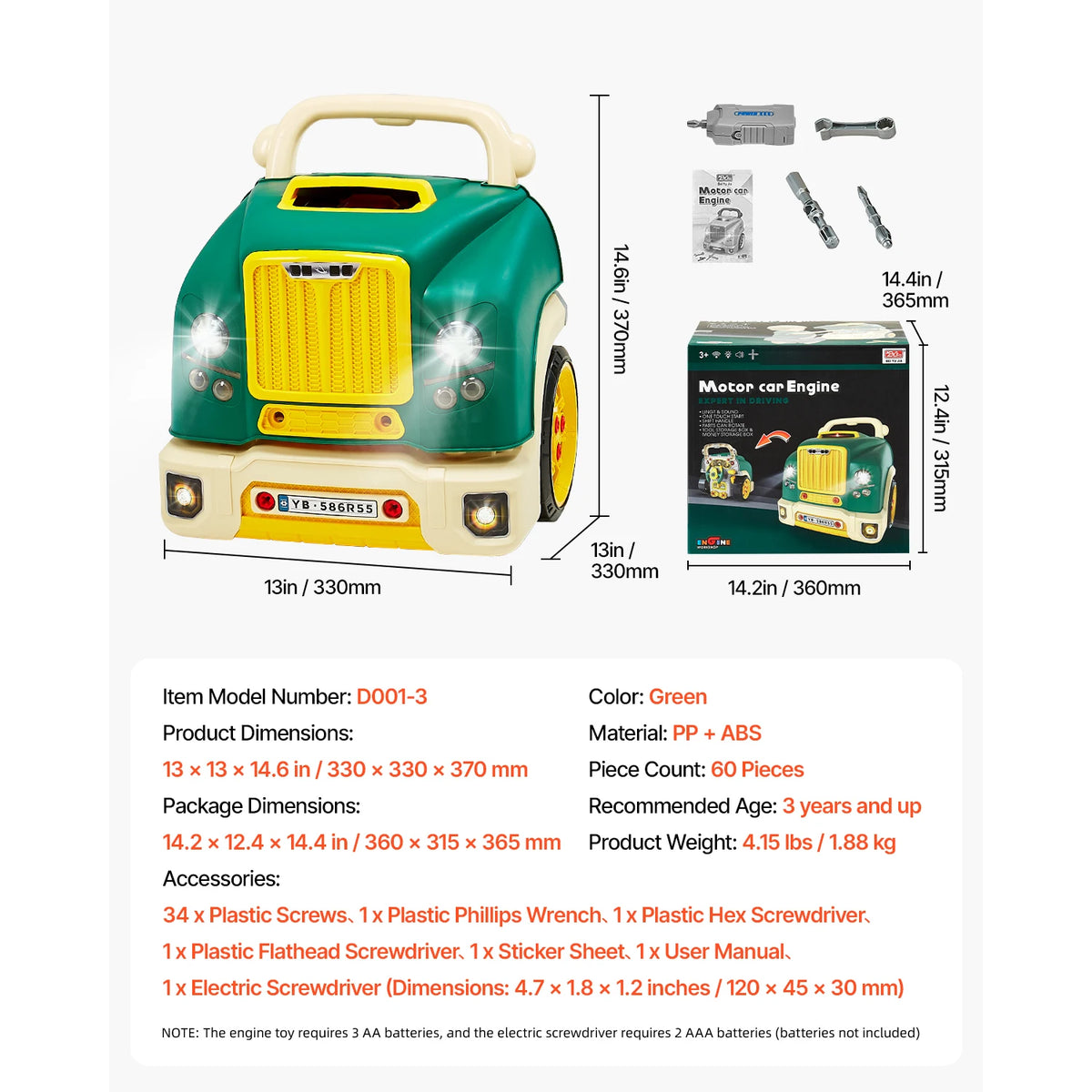 SucceBuy Kids Mechanic Car Repair Workshop Set With Removable Parts
