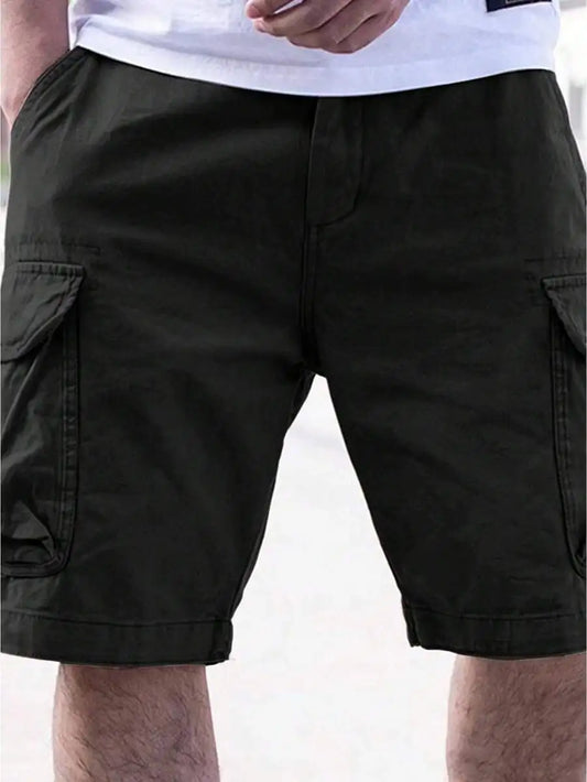 Mens Cargo Shorts With Pockets Summer Casual Stretch Drawstring Waist Beach Shorts