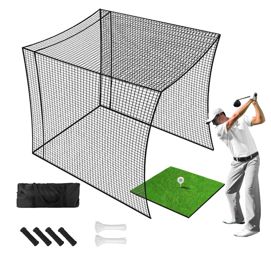 Golf Cage Net | Foldable Ball Netting 10X10X10Ft | Portable Baseball Batting Cage, Wear-Resistant Training Simulators | for Indoor or Outdoor Use