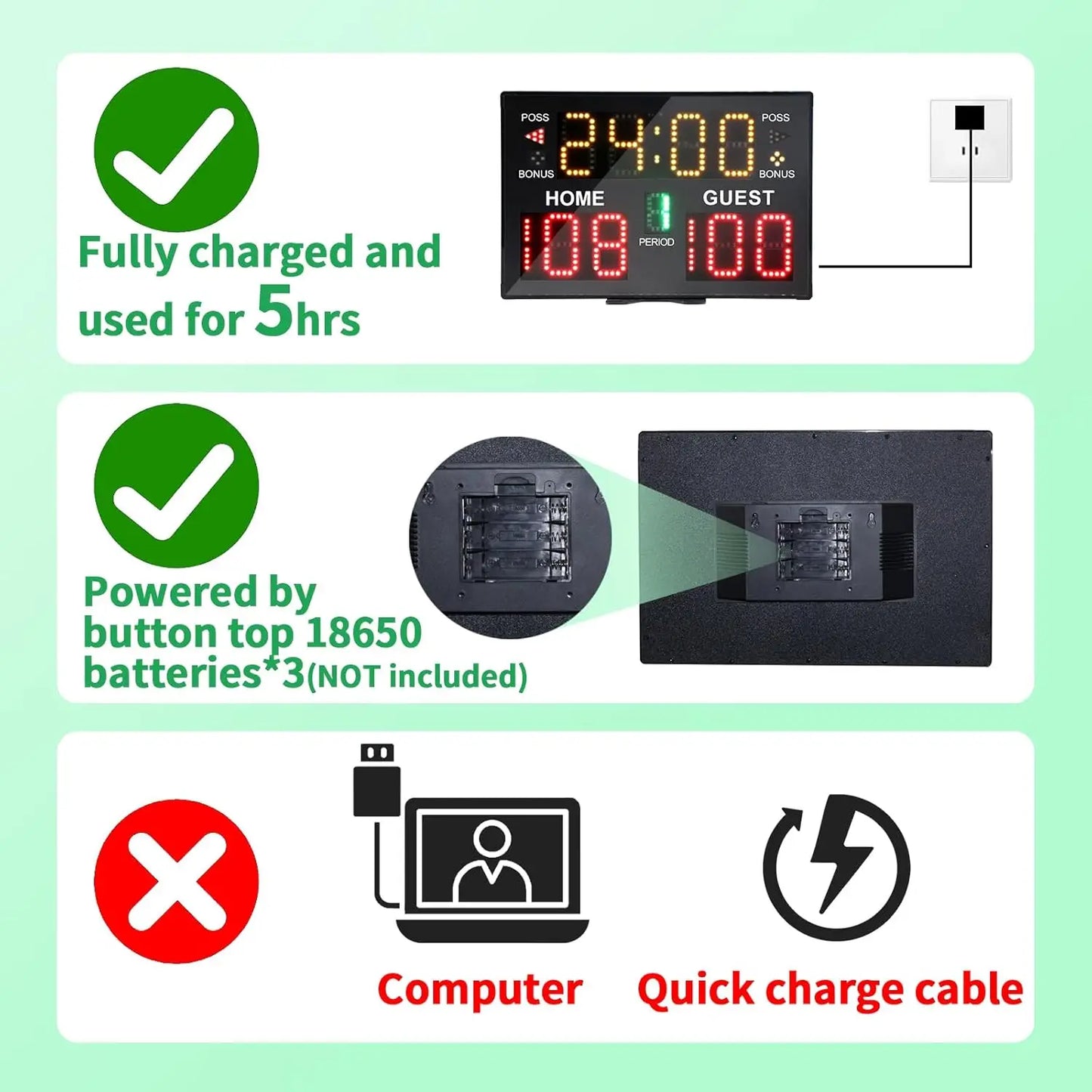 Digital Scoreboard With Timer And Remote Portable For Multi Sport Games