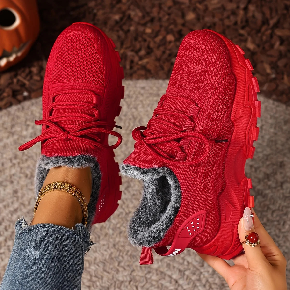 Winter Warm Womens Sneakers With Non Slip Soles