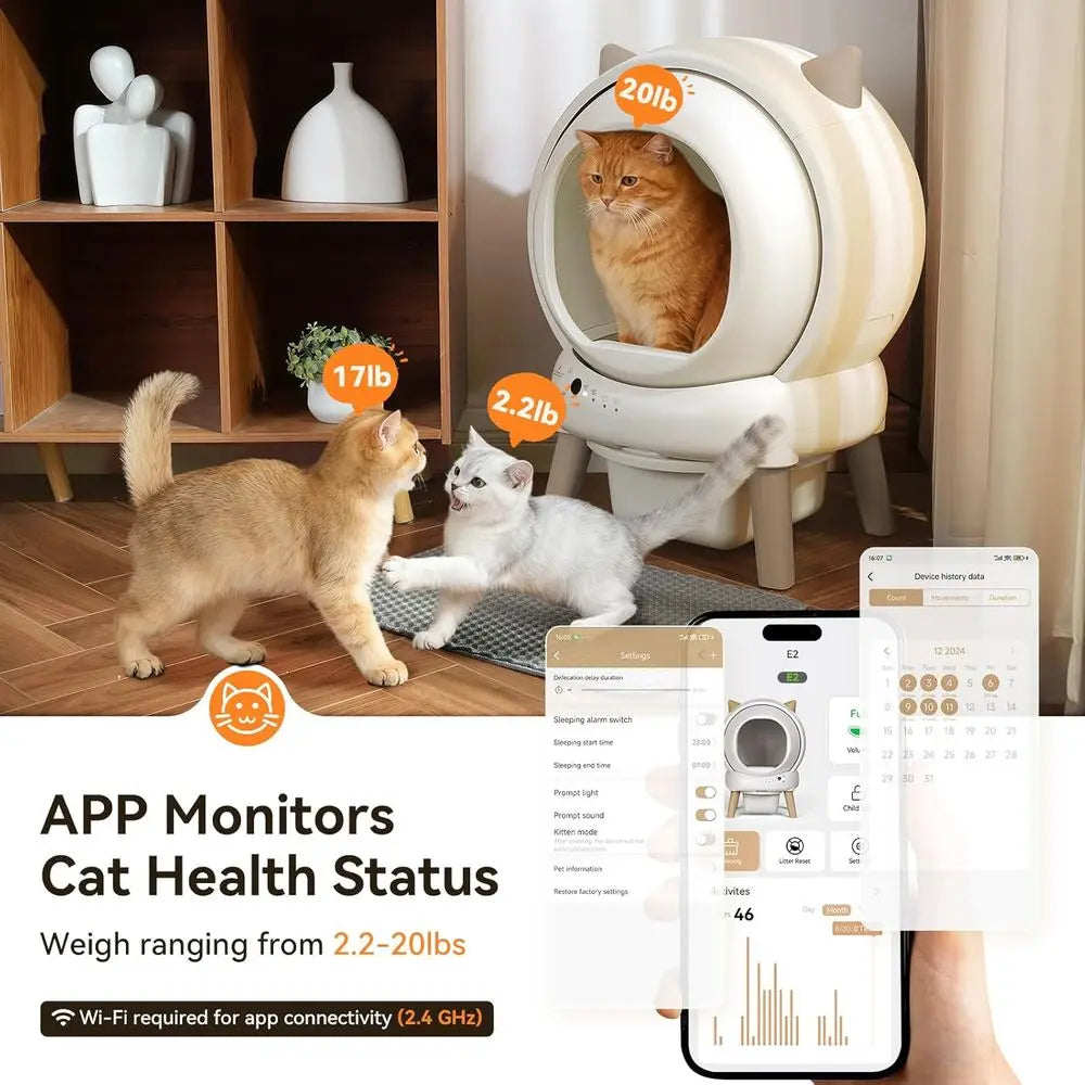 E2 Automatic Self Cleaning Litter Box For Cats With App