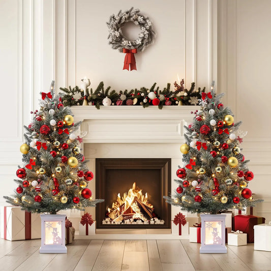Prelit Artificial Christmas Tree With Led Lights And Timer