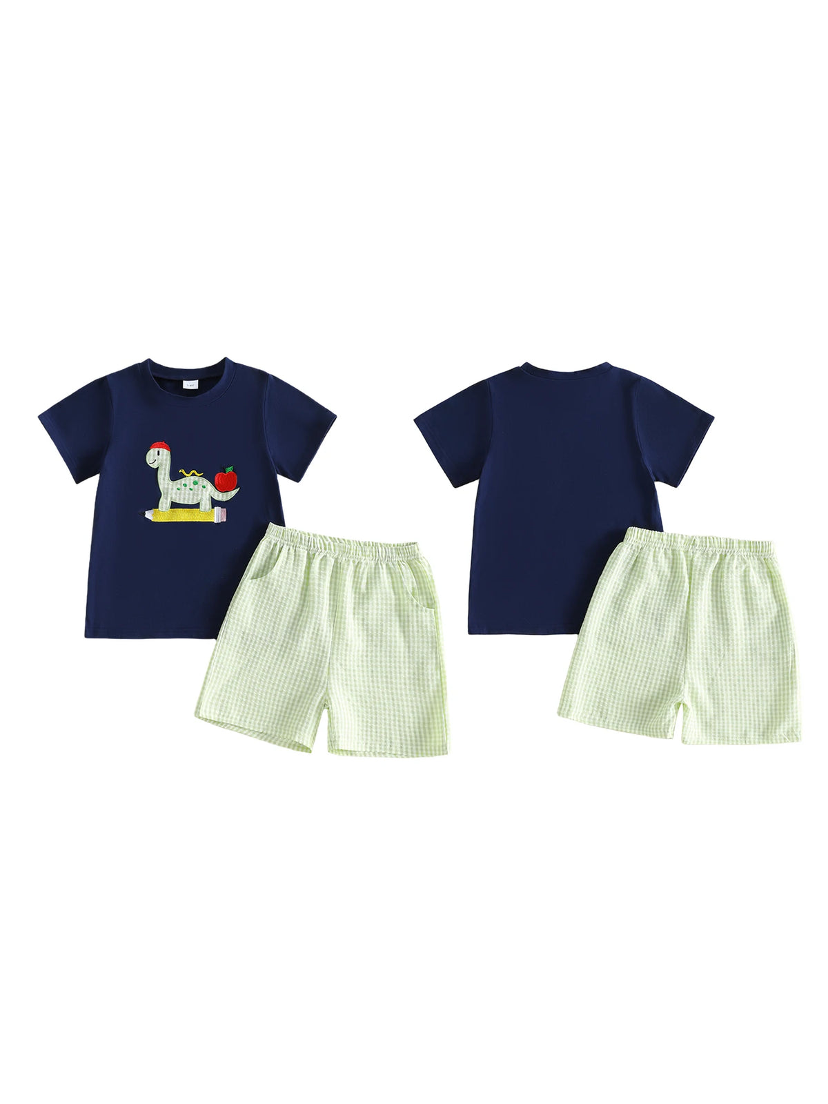 Toddler Boys Dinosaur Embroidery Tshirt And Matching Shorts Set