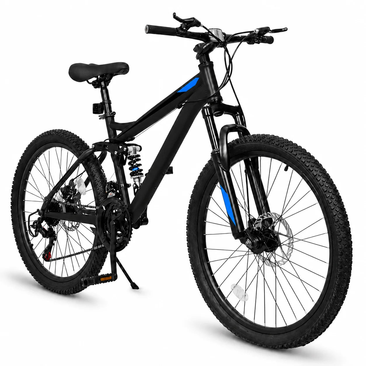 24/26/27.5 Inch Full Suspension Mountain Bike 21-Speed Mechanical Disc Brakes Suitable for Men and Women, Youth Bicycles Easy to Assemble
