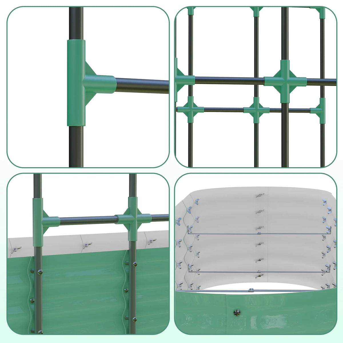 HiMISS Galvanized Raised Garden Bed With Arch Trellis For Plants