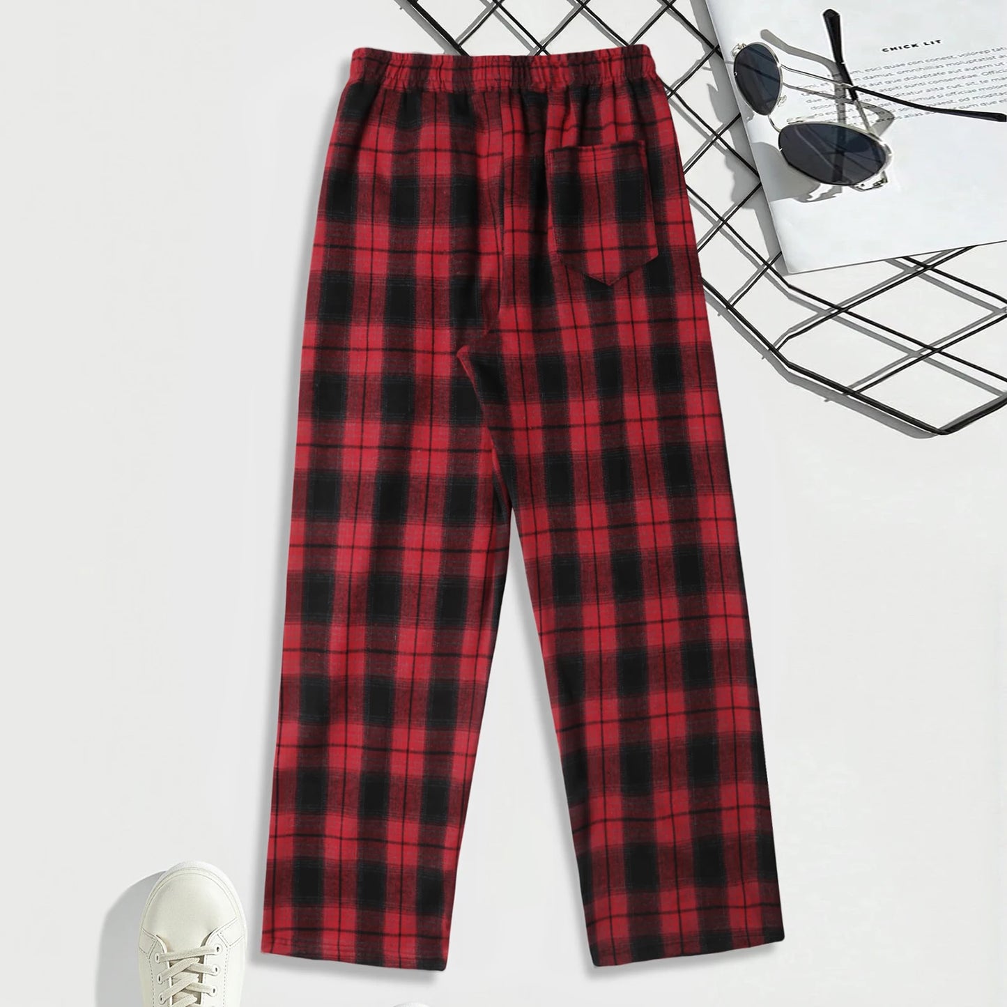 Guangdong CN Stylish Checkered Mens Lounge Pants With Drawstring