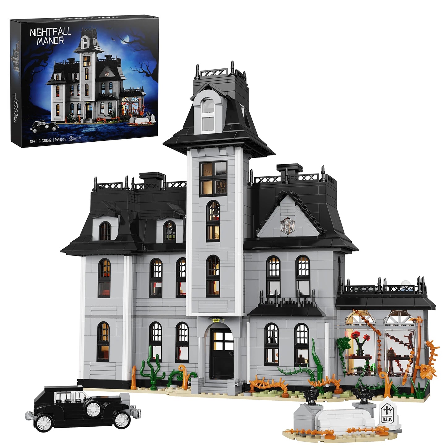 Gothic Nightfall Manor Building Blocks Desktop Ornament