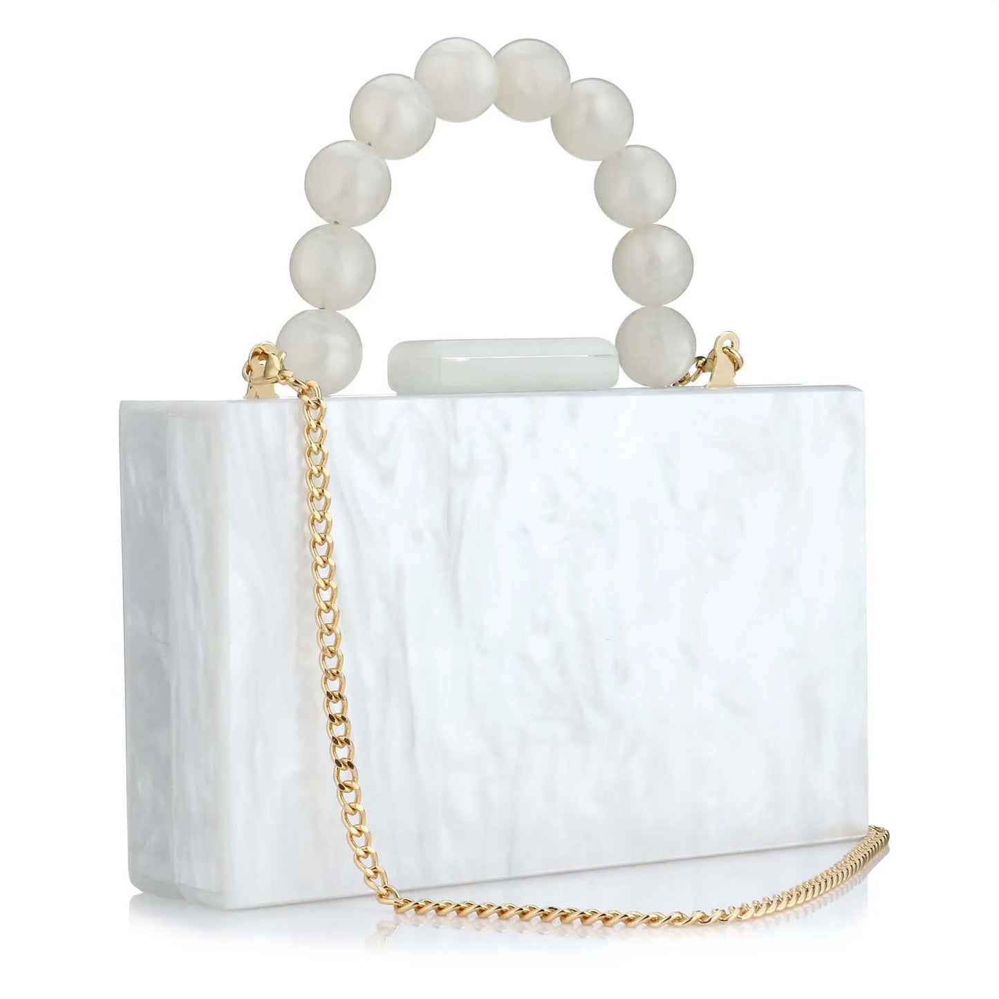 Acrylic Pearl Clutch Bag Small Square Bags Shopping Wedding Beach Evening Party Dinner Dress Purses PVC Women Purse
