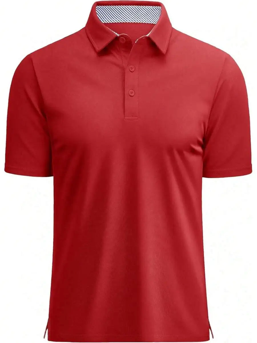 Mens Short Sleeve Cotton Pique 3-Button Classic Fit Casual Golf Shirt
