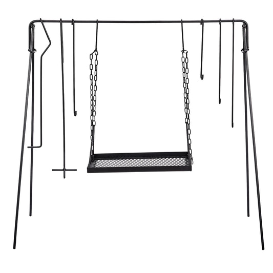 NONECN Grill Swing Campfire Stand With Iron Grill Grate