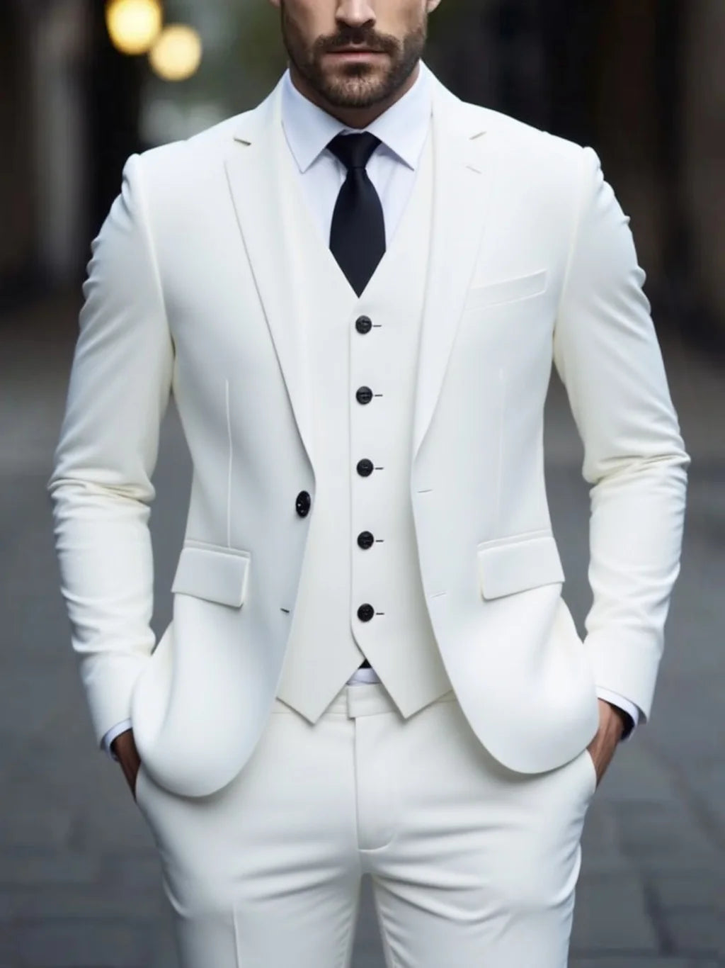 SONGWE Men's Three-Piece Anti-Wrinkle No-Iron Slim Fit Business Suit