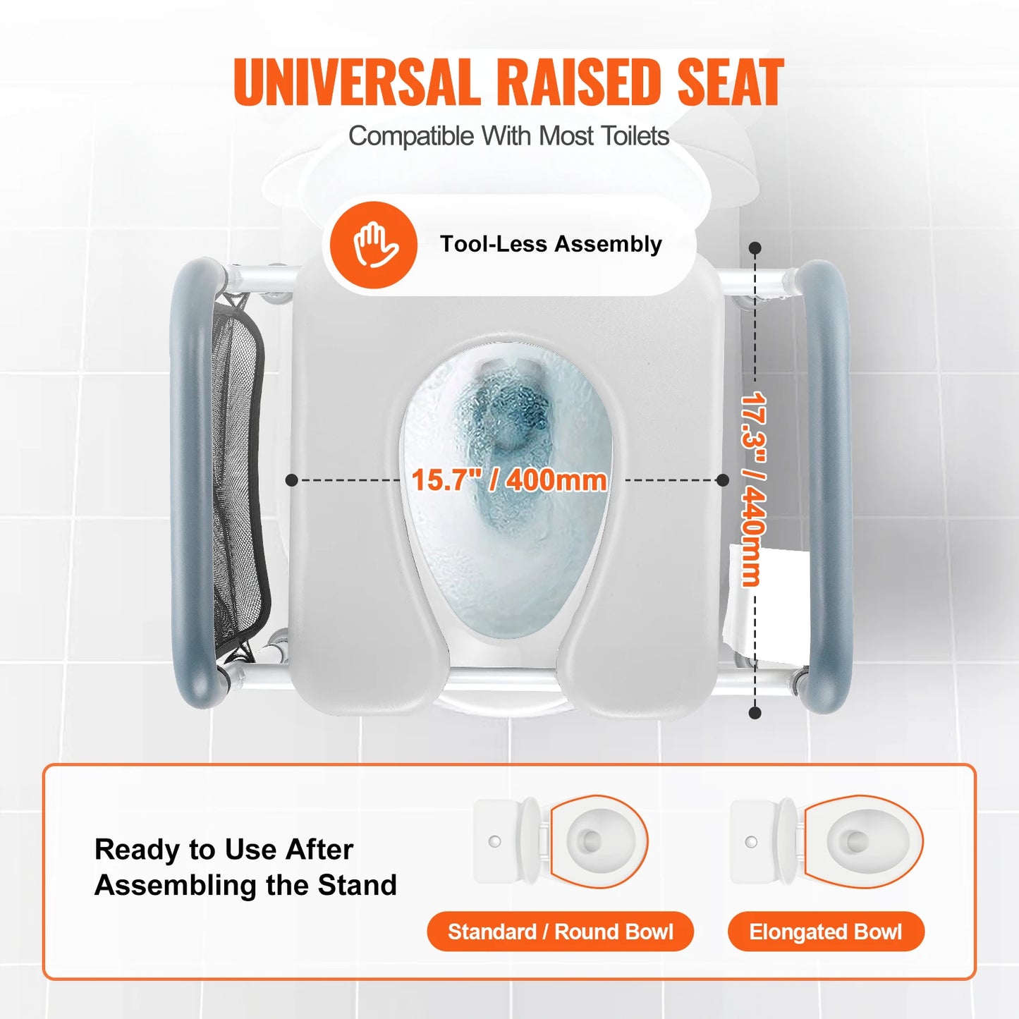 SucceBuy Adjustable Raised Toilet Seat With Comfort Padded Aluminum Frame