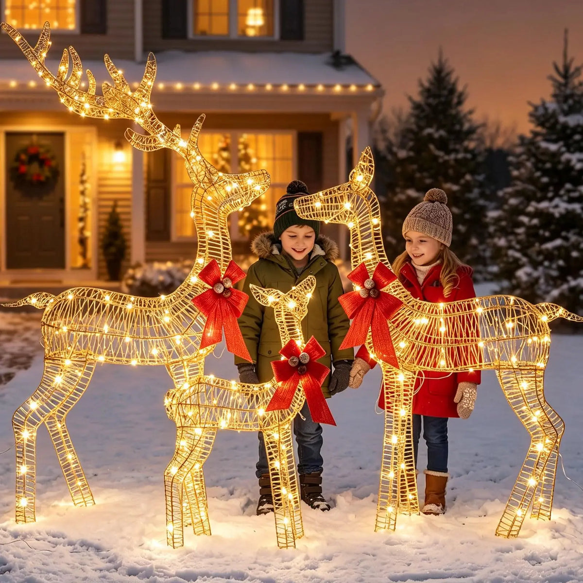 HiMISS Christmas Deer Family Outdoor Led Yard Garden Decor