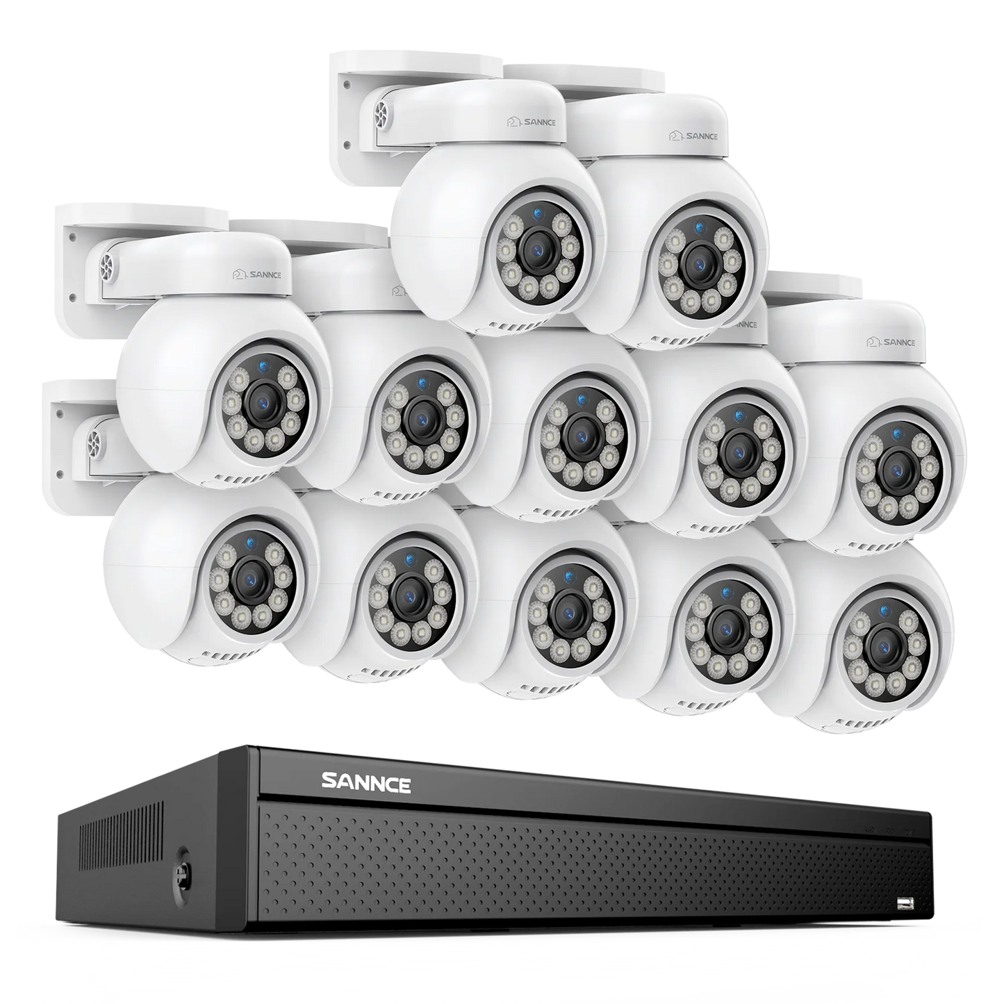 SANNCE 4K UHD 8MP POE Security Camera System 16CH NVR color Night Vision Camera ONVIF,4K Outdoor Security PT IP Cameras
