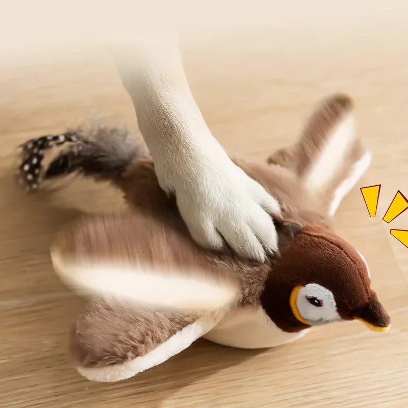 Bird Shaped Interactive Cat Toy With Rechargeable Chirping Flapping Plush