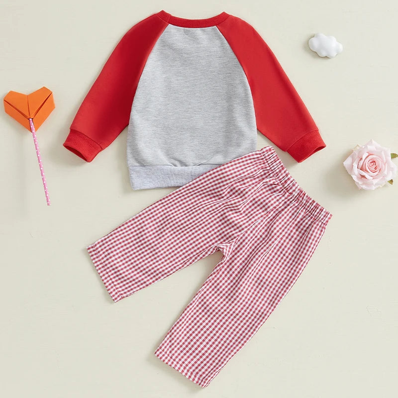 Baby Valentine's Day Toddler Boy Outfit Set With Heart Embroidery