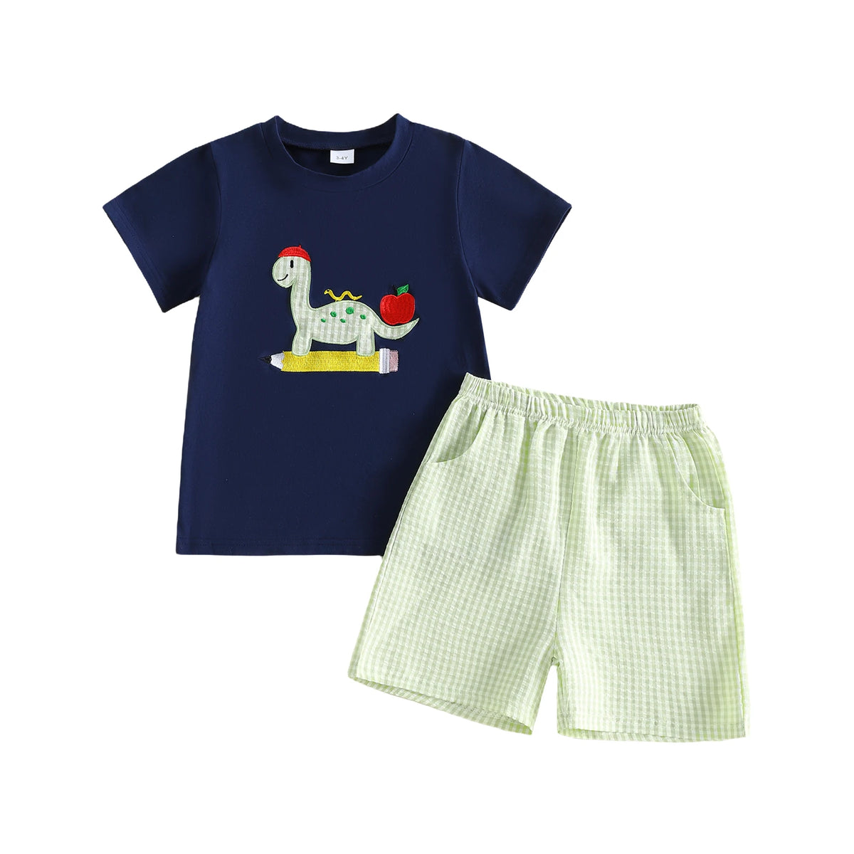 Toddler Boys Dinosaur Embroidery Tshirt And Matching Shorts Set