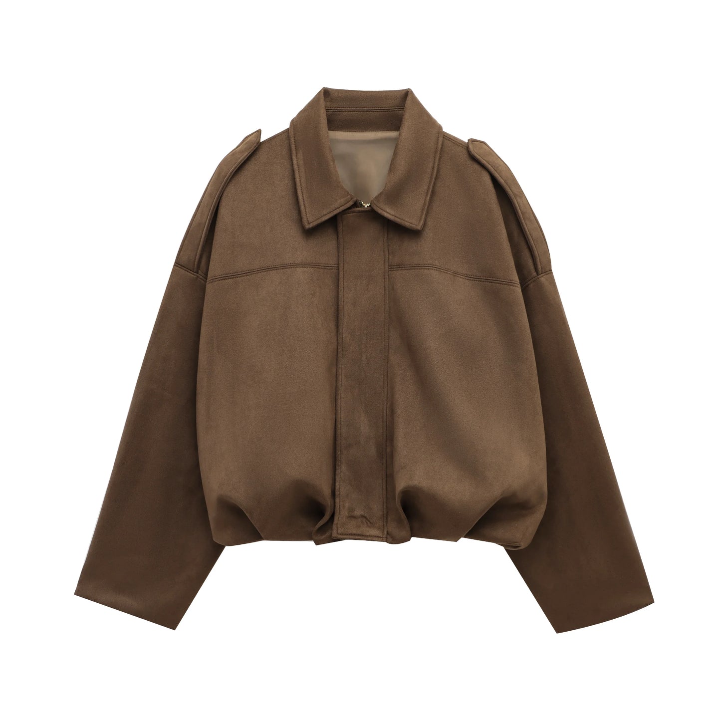 CN Jiangsu Women Suede Bomber Jacket With Zipper