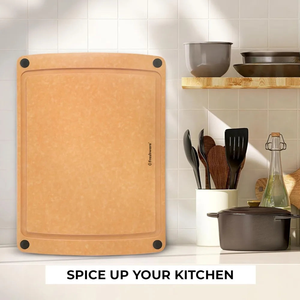 Wood Fiber Cutting Board With Juice Groove Non Slip Feet