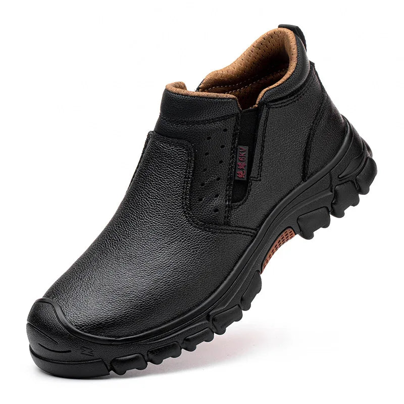 Mens Work Boots With Composite Toe Metatarsal Guard And Anti Slip Rubber Outsole
