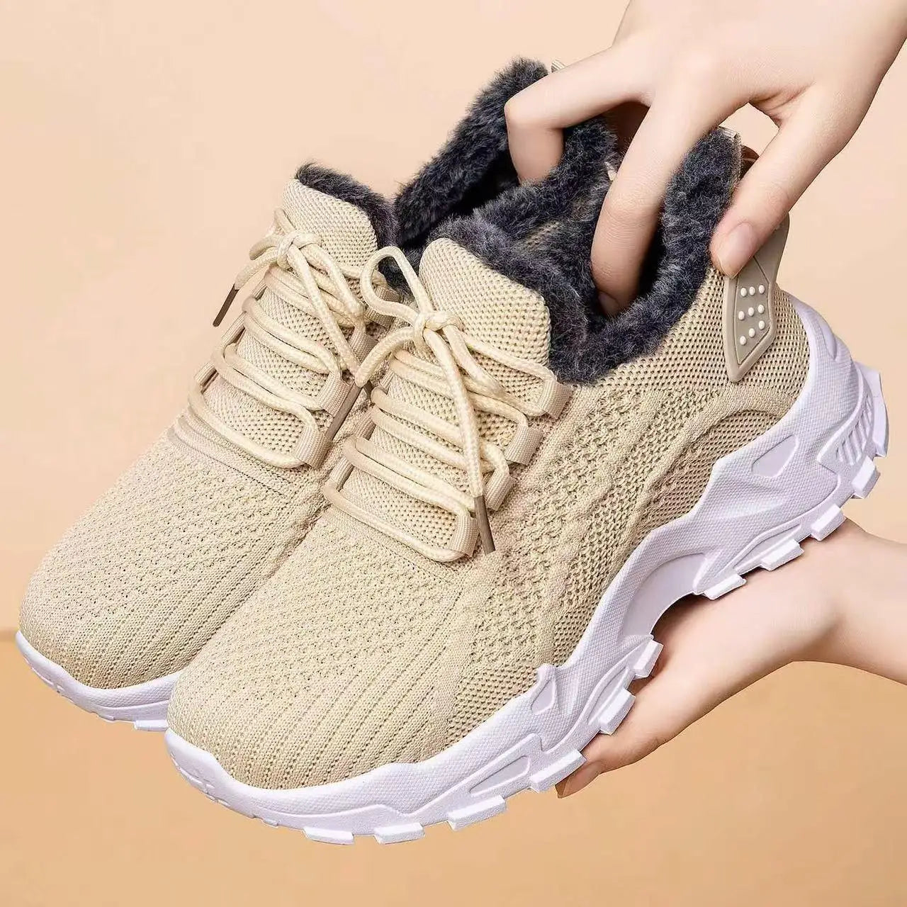 Winter Warm Womens Sneakers With Non Slip Soles