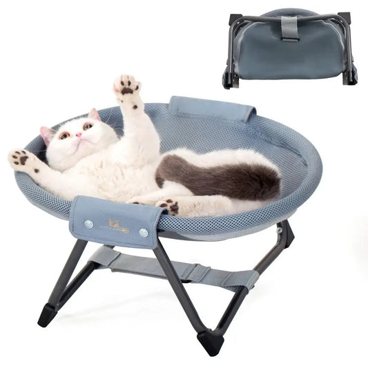 Elevated Cat Hammock Bed, Foldable NoAssembly Cat Bed with Breathable Mesh for Indoors and Outdoors Use, Lightweight Raised Pet